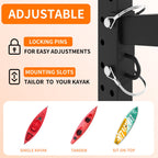 Freestanding Kayak Storage Rack with Lockable Wheels - Black