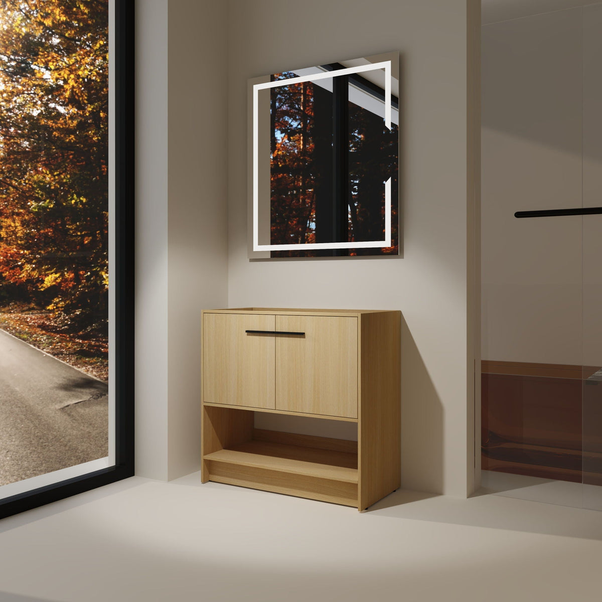 Modern Freestanding Bathroom Vanity with 2 Doors - Light or Dark Brown