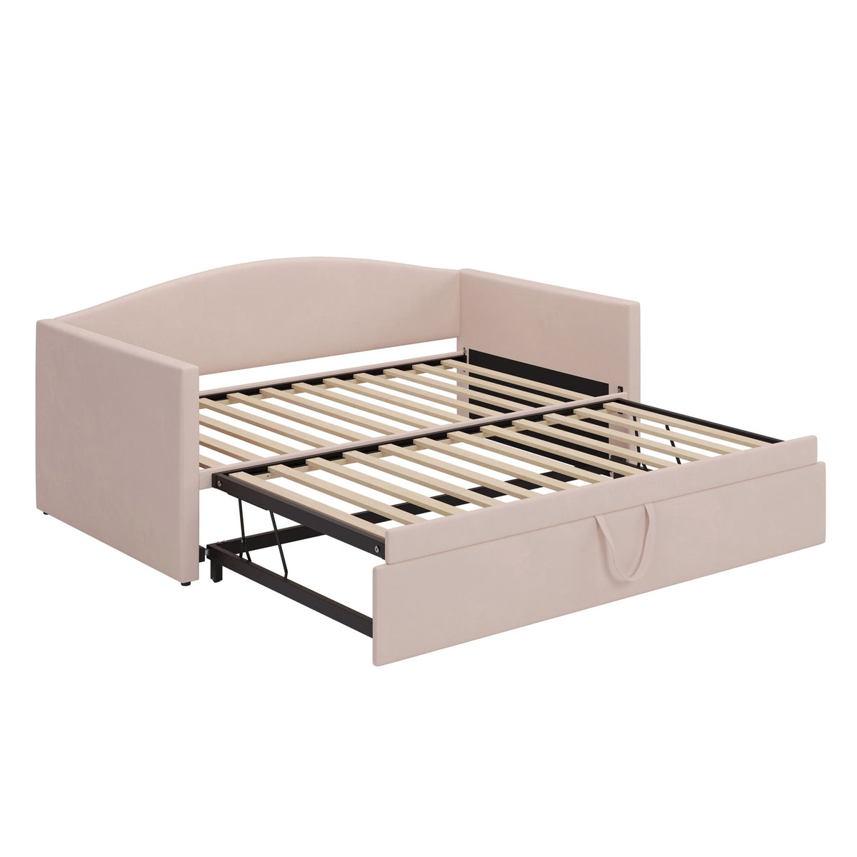 Upholstered Daybed With Pop Up Trundle Sofa Bed - Space Saving, Durable Frame - Gray or Pink