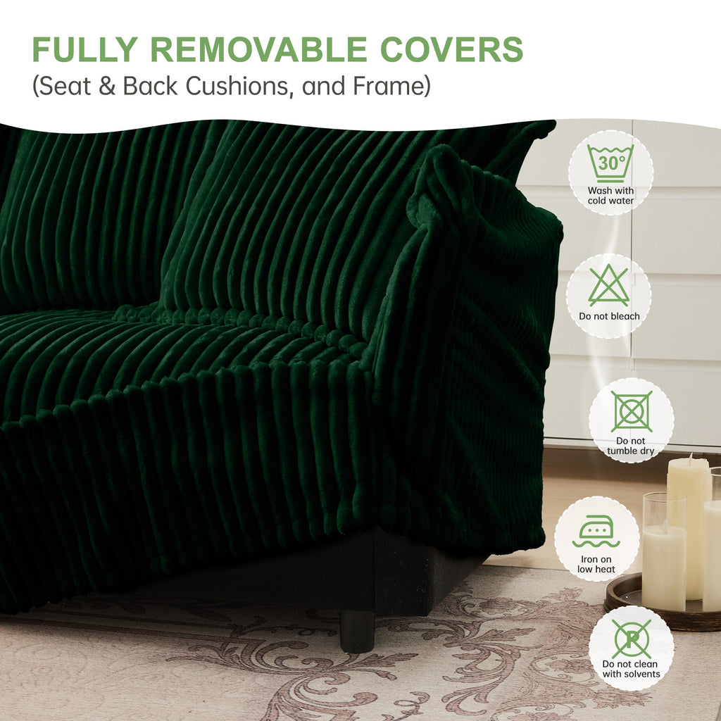 Slipcovered L Shape Sectional Long Sofa Couch