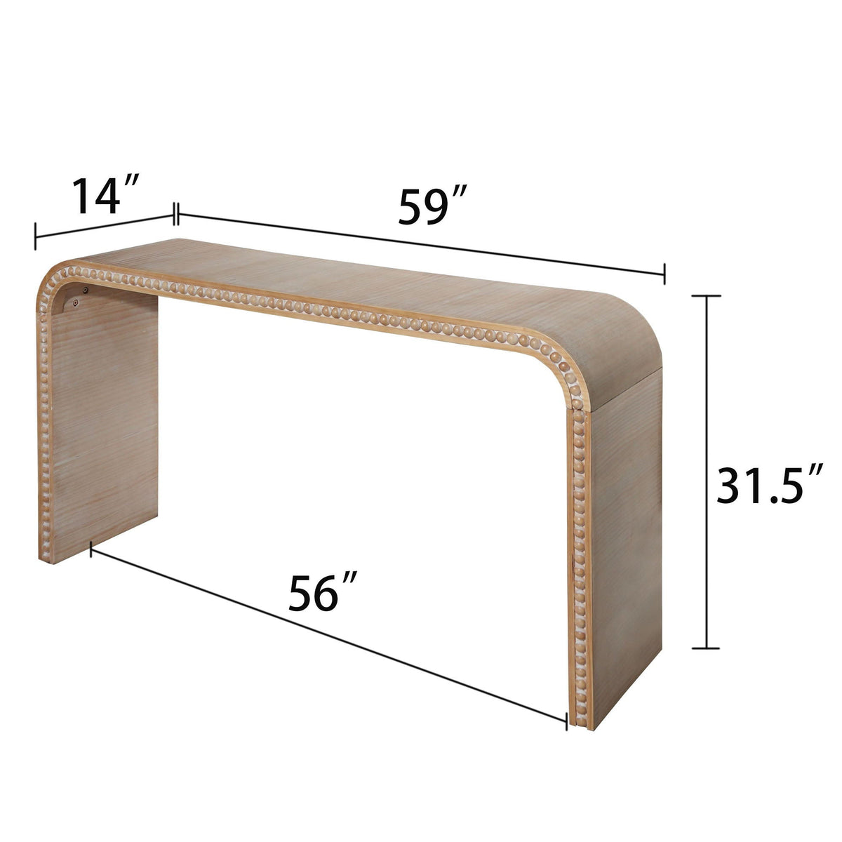 Waterfall Console Table with Seamless Curved Design - Light Brown, White, Black