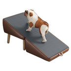 Foldable Wooden Dog Stairs and Ramp with Non-Slip Surface - Brown