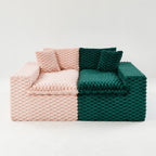 Luxury Multifunctional Sofa for Living Room with Adjustable Layout - Black, Dark Green, White, Pink