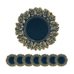 Plastic Charger Plate Set of 8 with Durable Construction - Blue / Gold