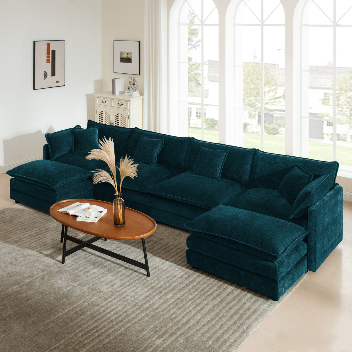 Comfort U Shaped Couch with Reversible Chaise - Chenille