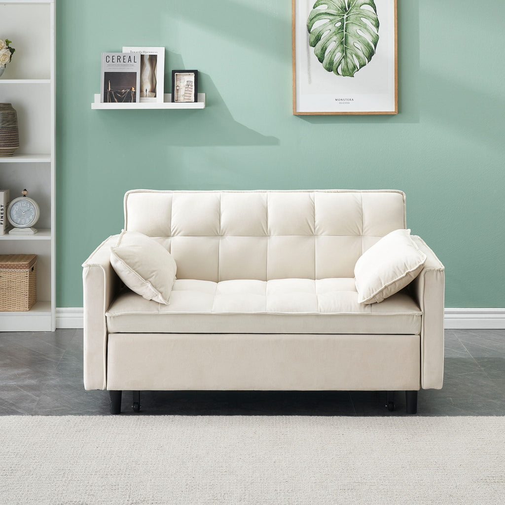 Convertible Velvet Sofa Bed with Storage Pockets - Multiple Colors