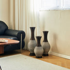 Tall Designer Floor Vase with Elegant 2 Tone - White or Dark Brown