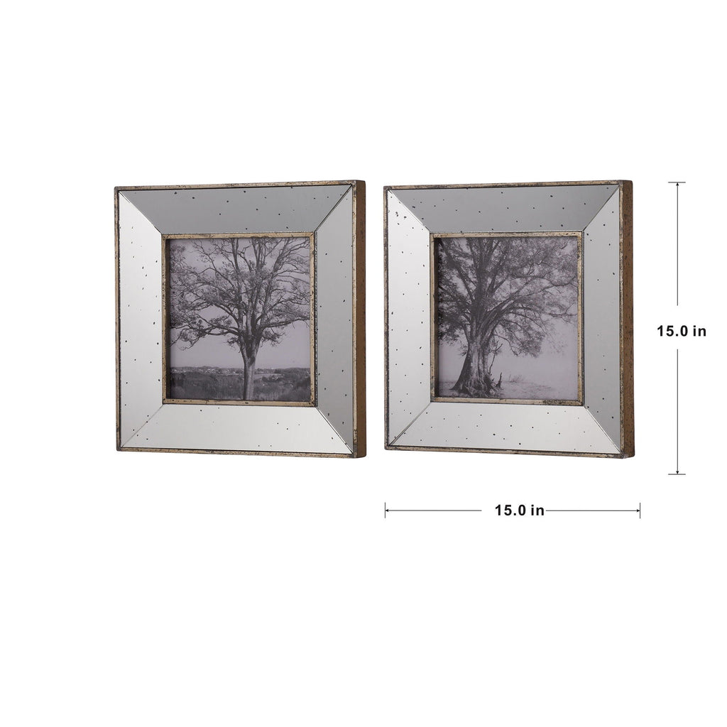 Vintage Reflective Picture Frames with Mirrored Surface - Silver