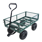 Green Outdoor Wagon Cart with Foldable Steel Frame - 550 lb Capacity