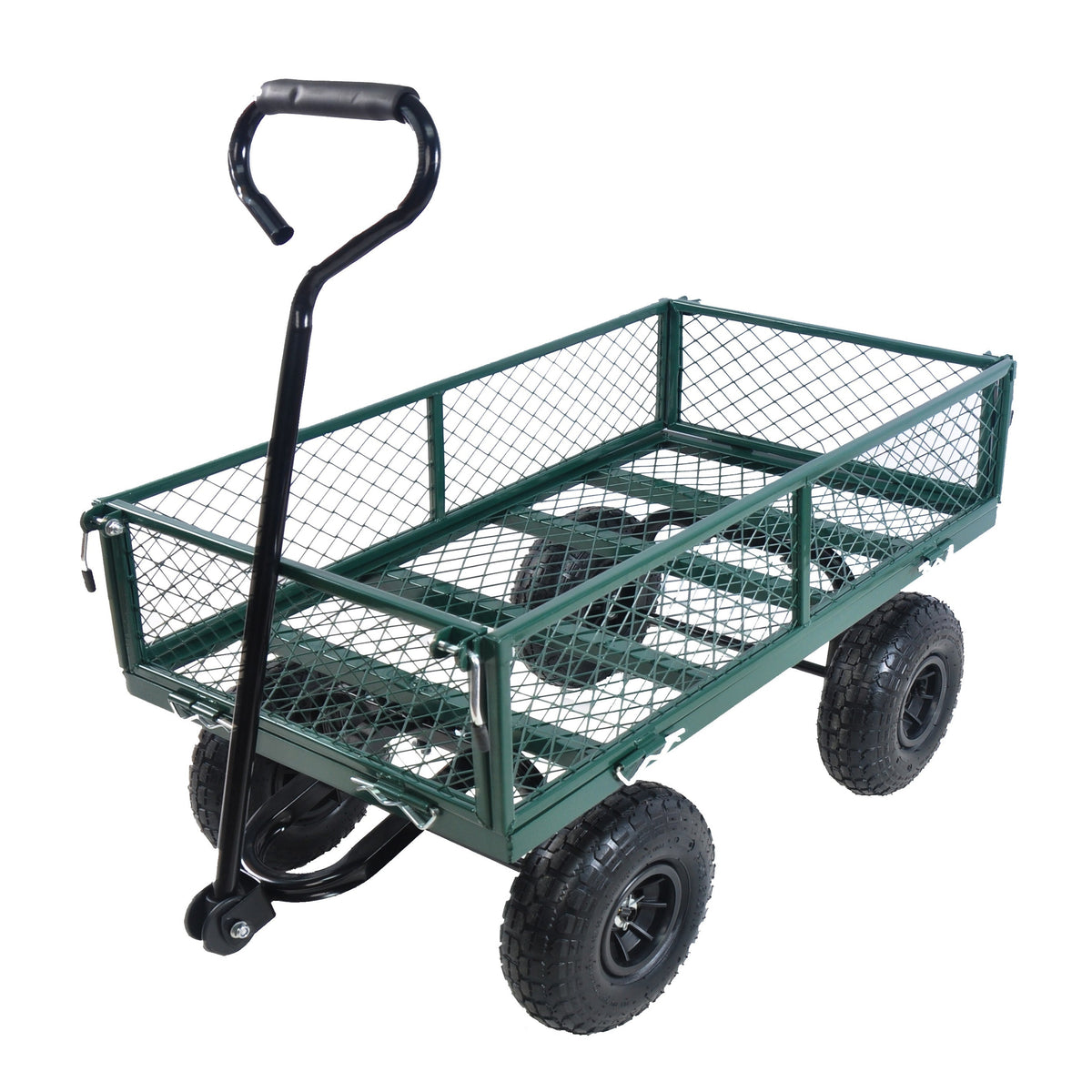 Green Outdoor Wagon Cart with Foldable Steel Frame - 550 lb Capacity