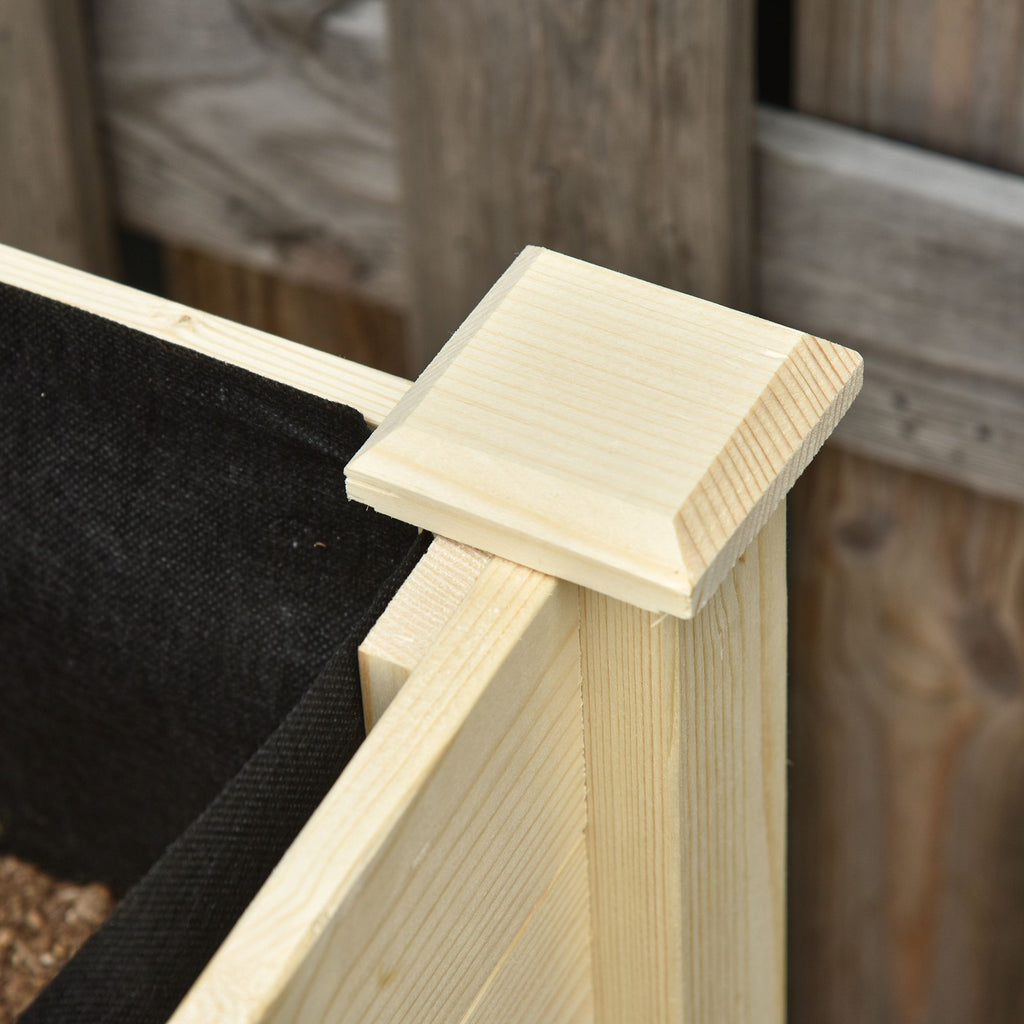 Raised Wooden Planter Box with Lockable Wheels - Natural