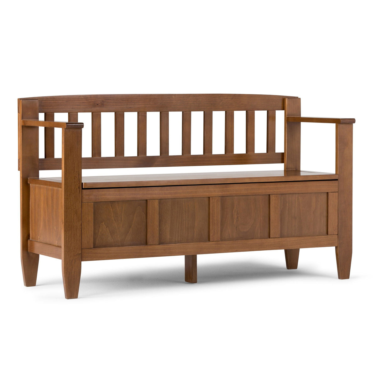 Medium Saddle Brown Entryway Storage Bench with Lift-Up Storage
