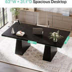 Double Pedestal Executive Desk with Spacious Work Surface - Dark Brown or Black