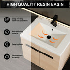 Bathroom Vanity Set with Resin Countertop Sink and 2 Doors - Light Brown Oak