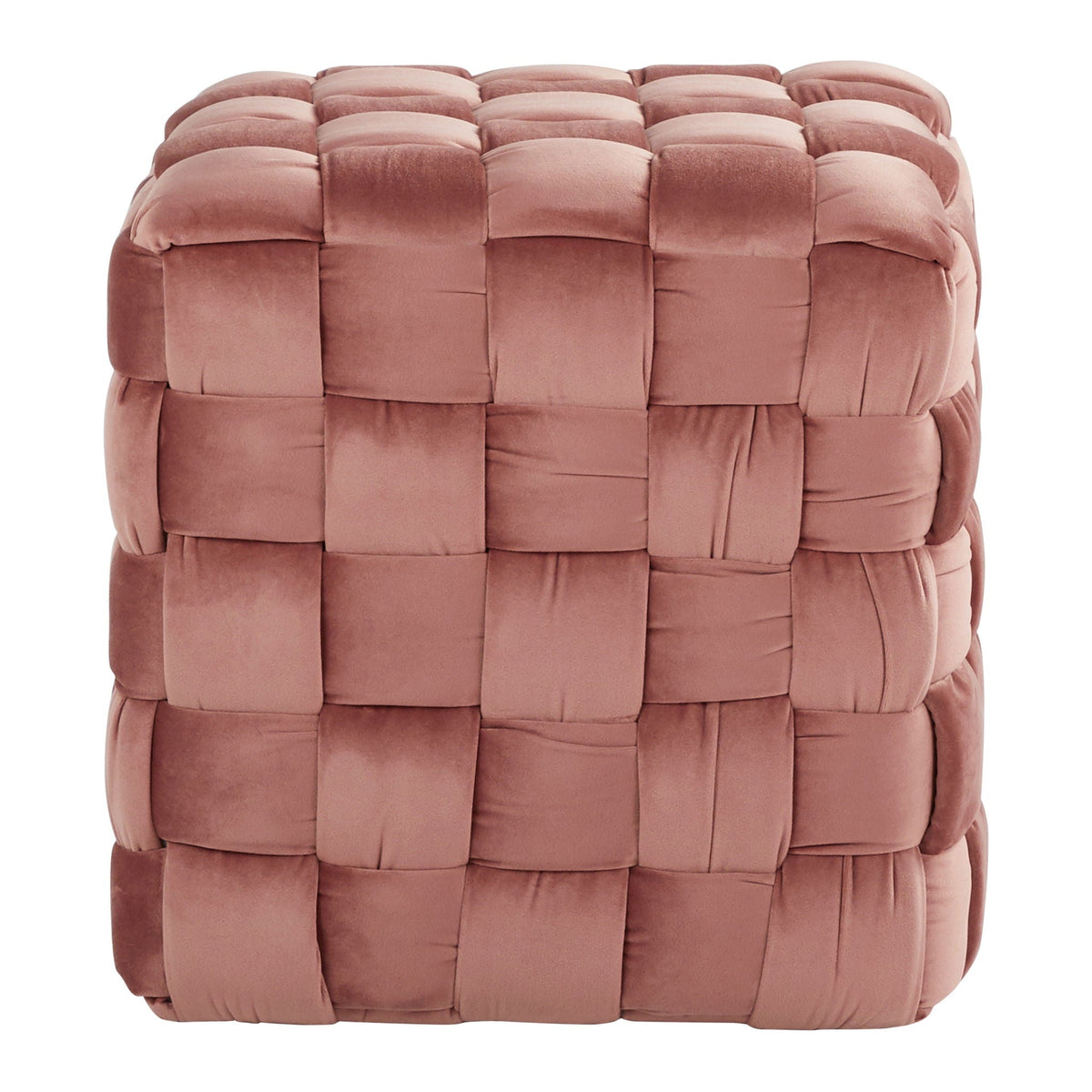 Square Braided Ottoman with Braided Upholstery - Pink, Light Blue, Dark Gray, Beige