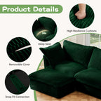 Slipcovered L Shape Sectional Long Sofa Couch