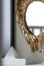 Gold Wing Accent Wall Mirror with Elegant Wing Design - Gold