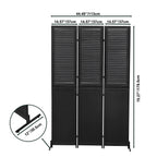 Rustic 3 Panel Room Divider with Metal Frame - Black or Light Brown
