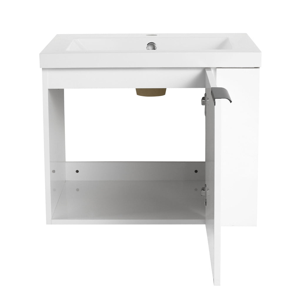 Modern Bathroom Vanity with Side Storage - Light Brown or White