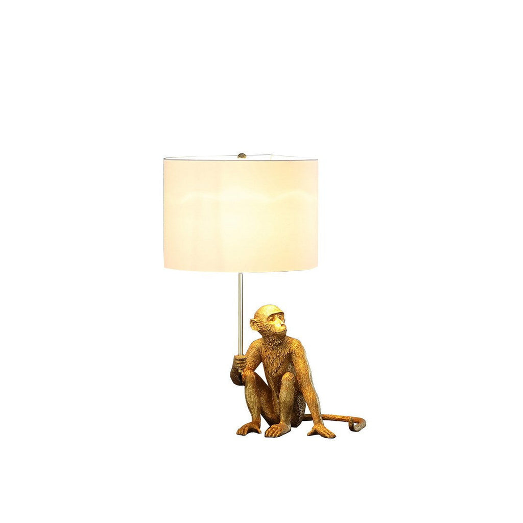 Golden Monkey Table Lamp with Polyresin Base - Gold