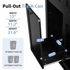 54.2'' Mobile Kitchen Island with Glass Door Storage & Trash Bin