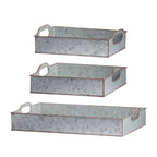Decorative Galvanized Nesting Trays with Rustic Design - Gray