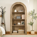78.74" Tall Arched Bookcase with 4-Tier Shelving - Natural
