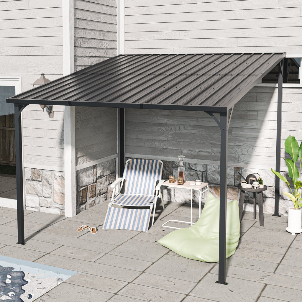 10' x 10' Outdoor Hardtop Pergola Gazebo with Galvanized Steel - Gray