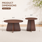 Retro-Style Nesting Coffee Table Set with Space-Saving Design - Walnut or Wood