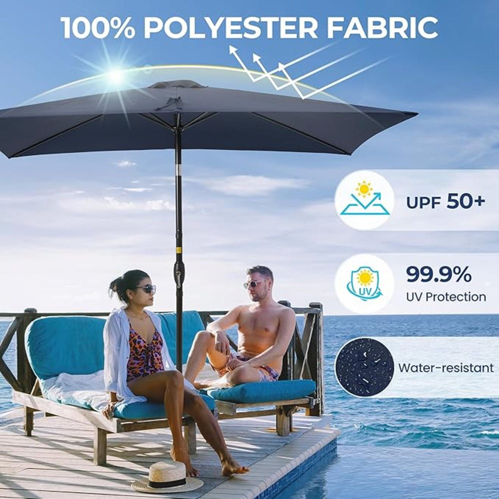 Rectangular Patio Umbrella with Crank Tilt - UV-Resistant Canopy