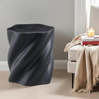 Modern Petal Shape Side Table with Sculptural Base - Black