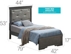Lorana Twin Upholstered Bed with Tufted Headboard - Pearl Silver, Black, or Gray