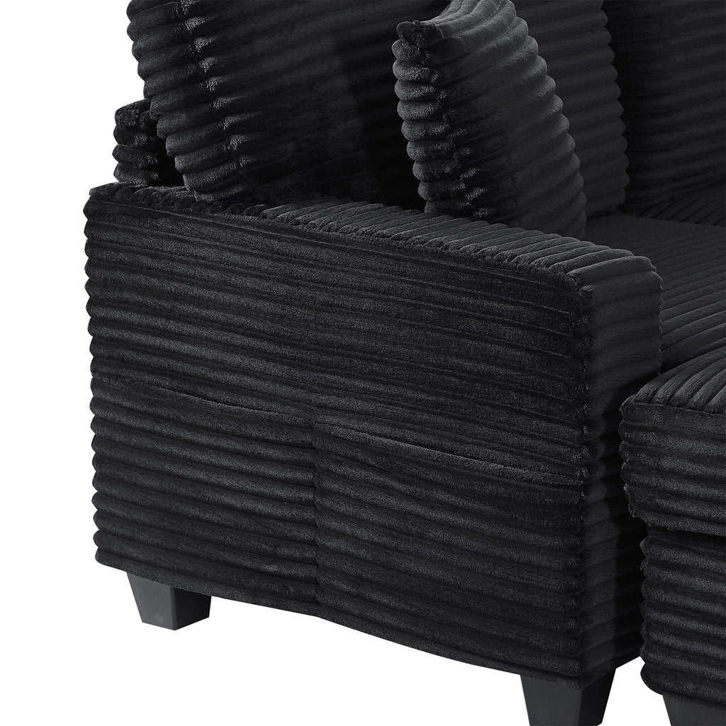 U-Shaped Upholstered Sectional Sofa with Movable Ottoman