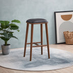 Stylish Design Bar Height Stool with Upholstered Seat - Black or Light Brown