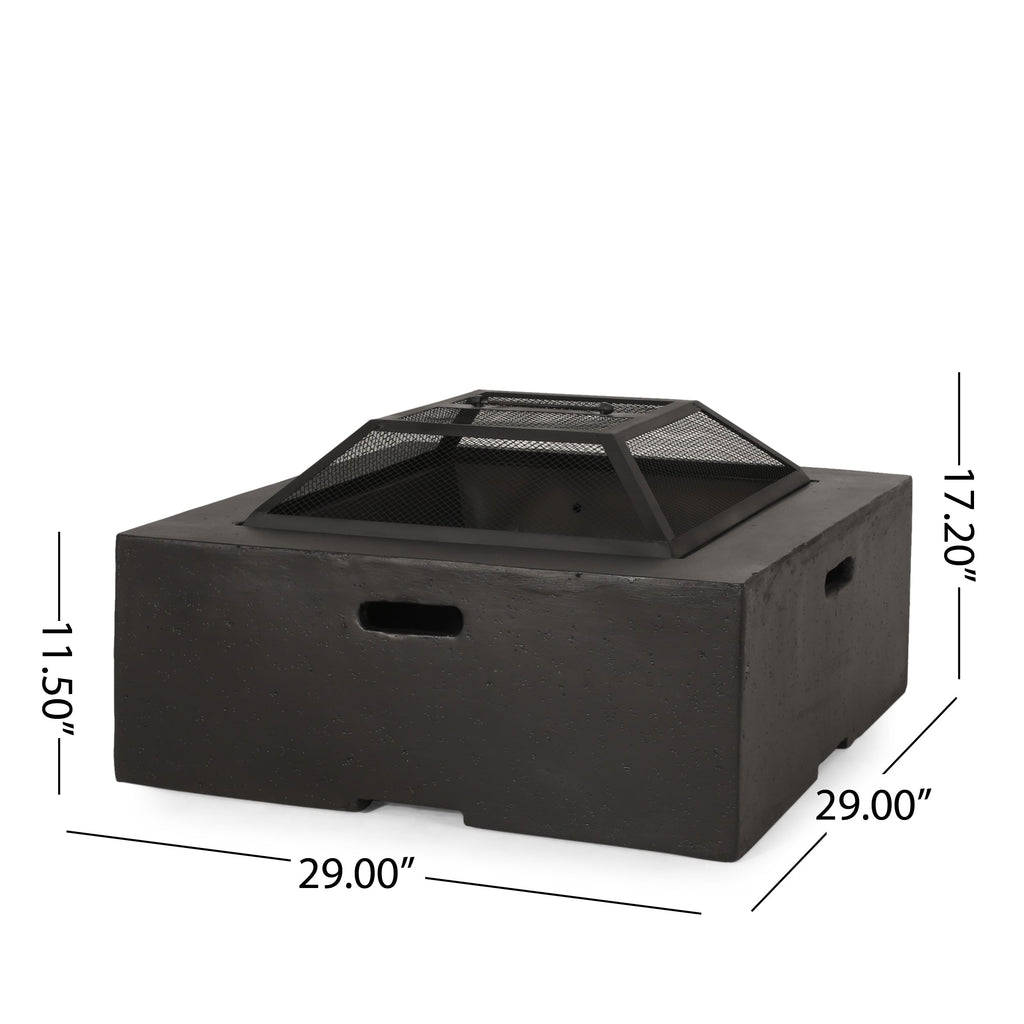 Outdoor 29" Square Wood-Burning Fire Pit