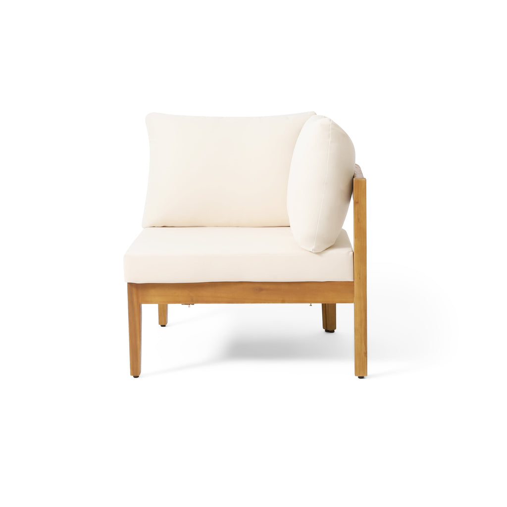 Brooklyn 3-Pieces Patio Conversation Set with Acacia Wood - Teak & Beige
