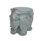 Elephant Garden Stool with Distressed Copper Patina Finish - Outdoor Accent Table