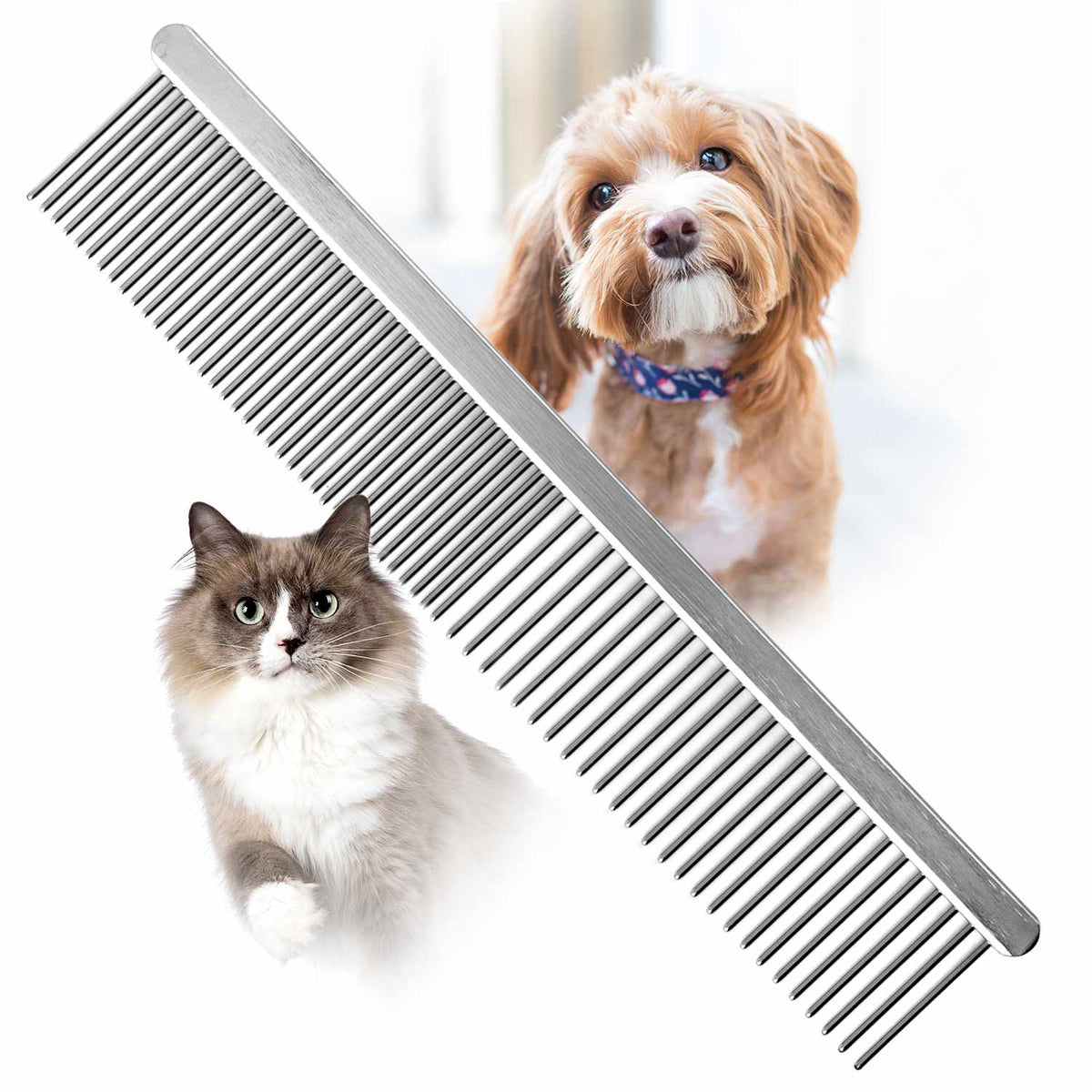 Jeffers Flat Back Steel Pet Grooming Comb