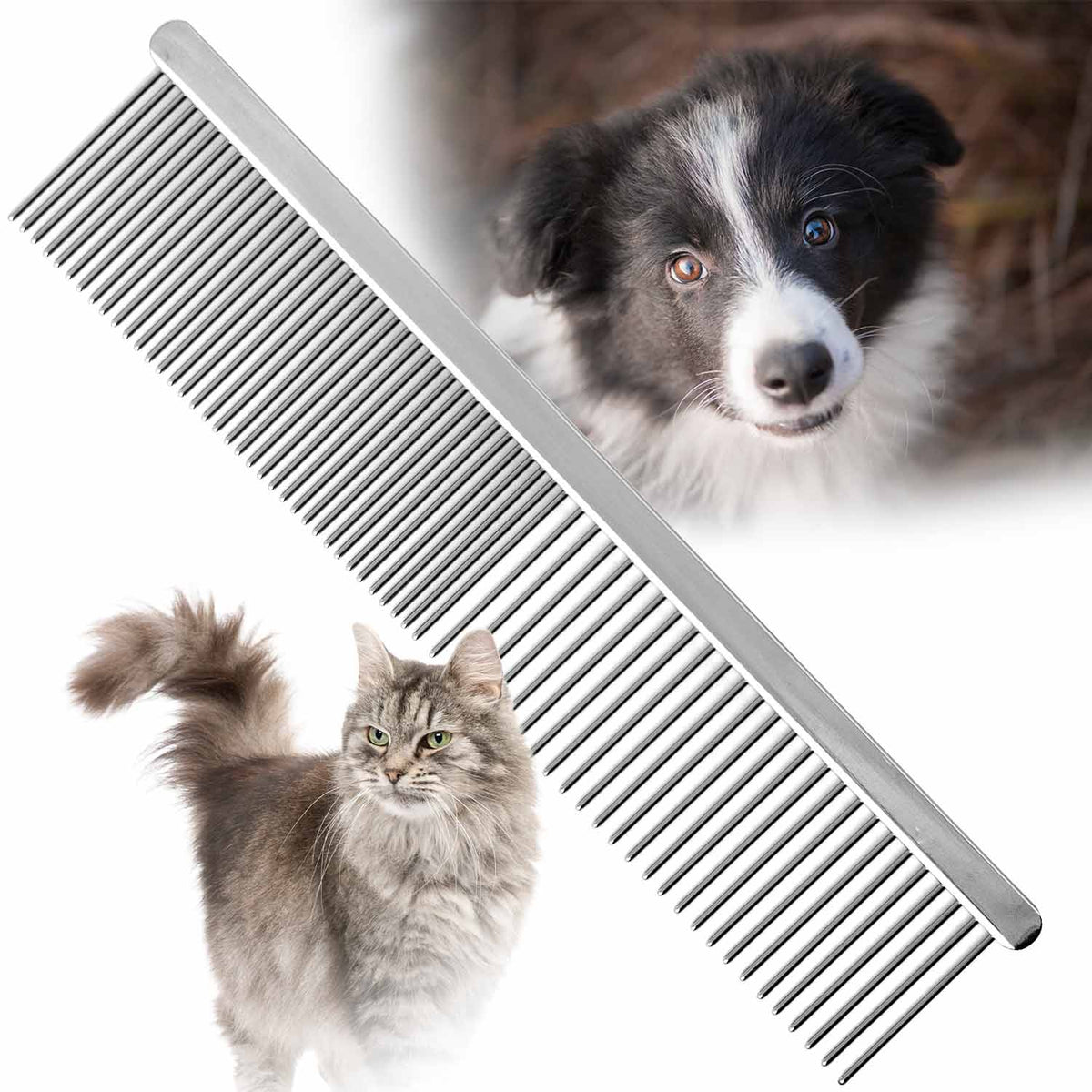 Jeffers Flat Back Steel Pet Grooming Comb