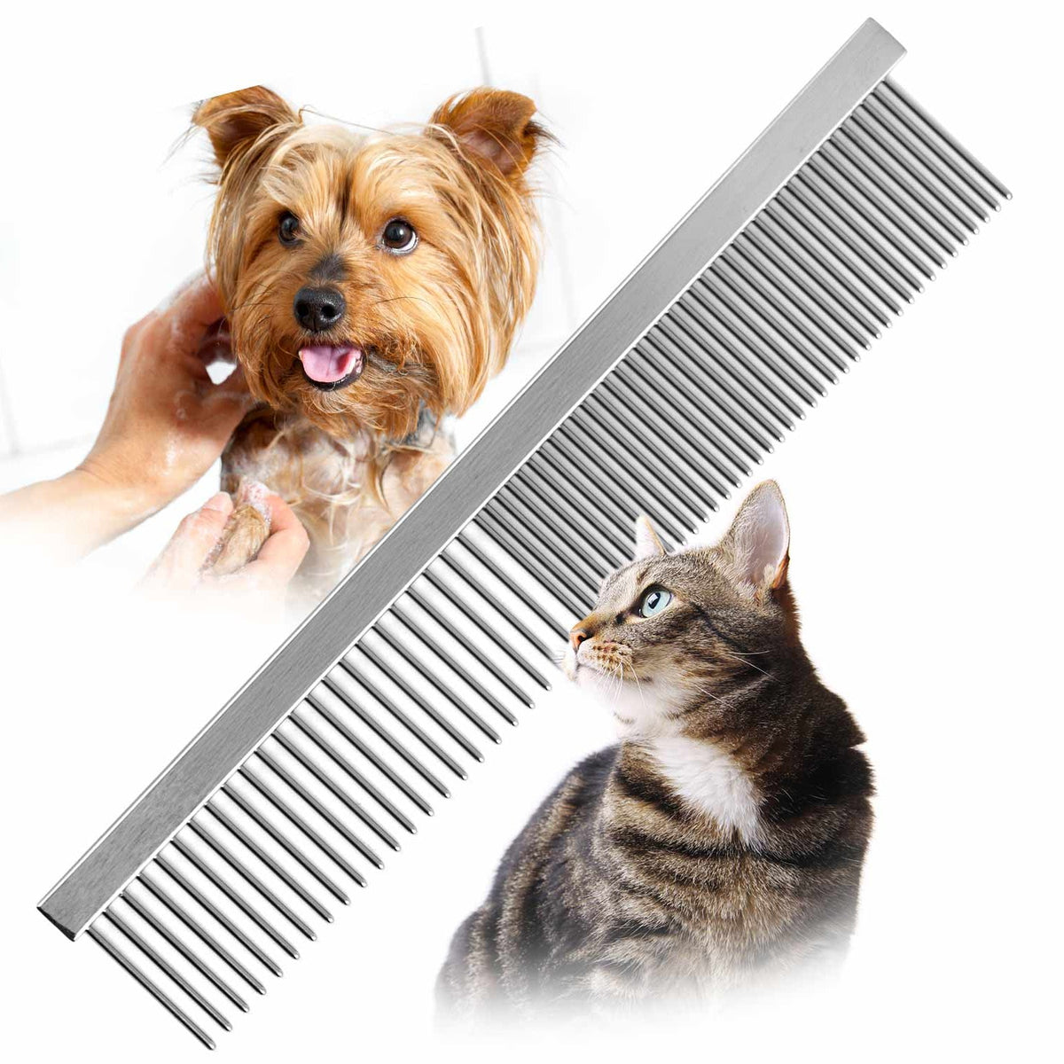 Jeffers Flat Back Steel Pet Grooming Comb