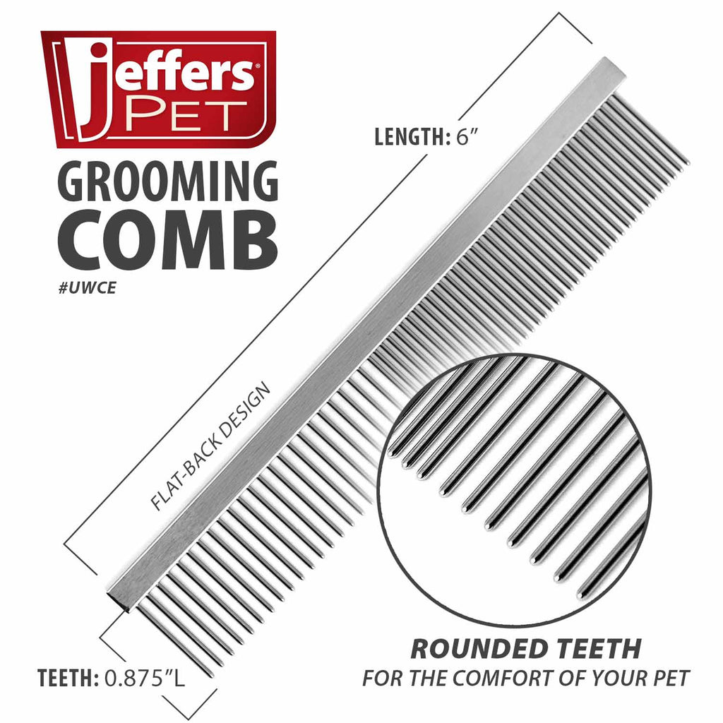 Jeffers Flat Back Steel Pet Grooming Comb