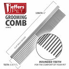 Jeffers Flat Back Steel Pet Grooming Comb