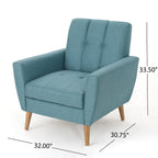 Mid Century Fabric Channel Stitch Club Chair with Channel Stitch Detail - Blue