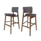 Mid-Century Modern Bar Chair Set with Rubberwood Frame - Charcoal