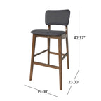 Mid-Century Modern Bar Chair Set with Rubberwood Frame - Charcoal