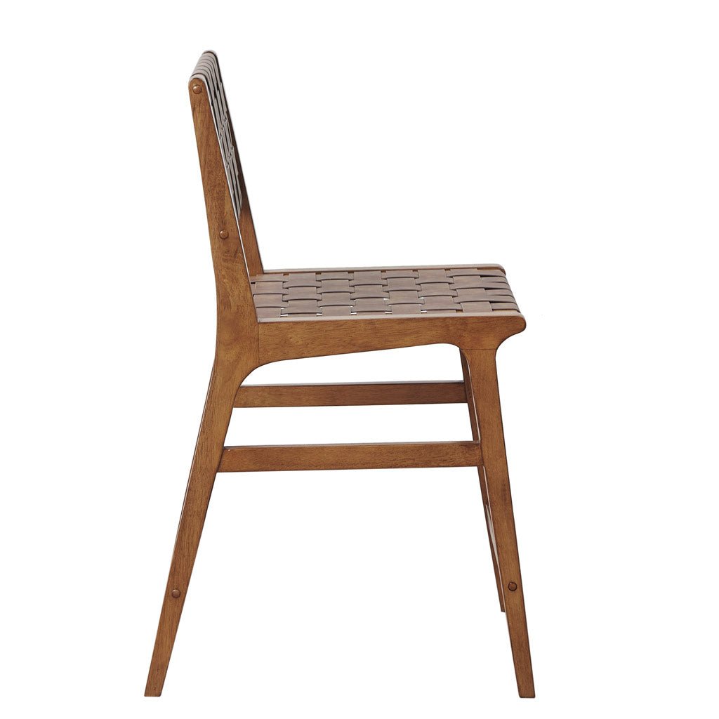 Nebuluxe Faux Leather Woven Counter Stool with Solid Wood Frame - Pecan