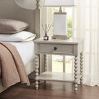 Nightstand With 1 Drawer And Turned Legs