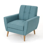Mid Century Fabric Channel Stitch Club Chair with Channel Stitch Detail - Blue