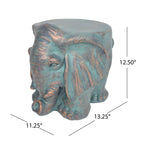 Elephant Garden Stool with Distressed Copper Patina Finish - Outdoor Accent Table