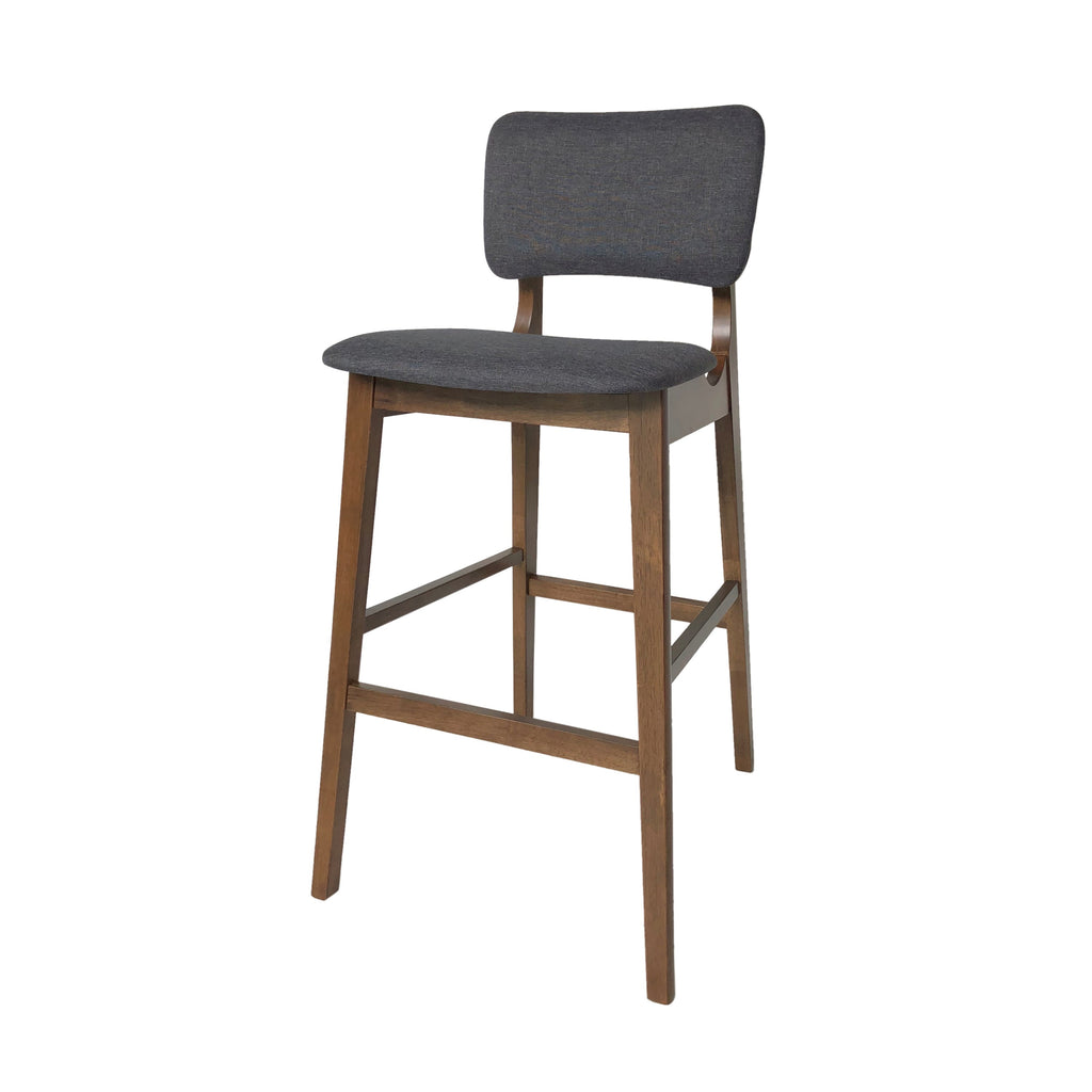 Mid-Century Modern Bar Chair Set with Rubberwood Frame - Charcoal